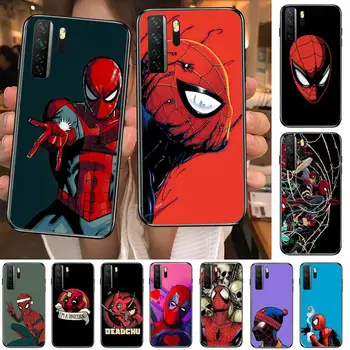 MARVEL Spiderman Дэдпул Черен Мек Калъф Пух За Huawei Nova 8 7 6 SE 5T 7i 5i 5Z 5 4 4E 3 3i 3Д 2и Pro Калъф За Телефон седалките